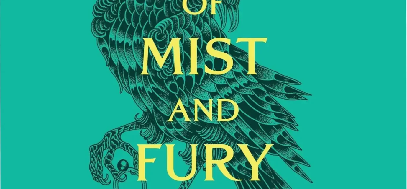 A Court of Mist and Fury audiobook cover featuring Sarah J. Maas high fantasy elements