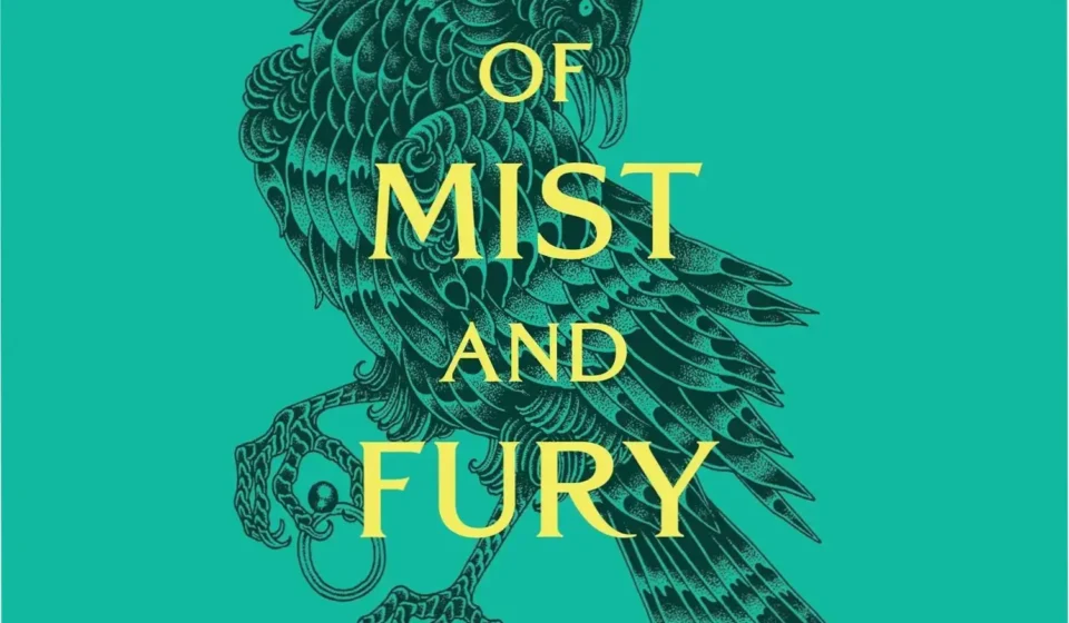 A Court of Mist and Fury audiobook cover featuring Sarah J. Maas high fantasy elements