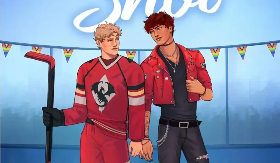 Digital cover of Trick Shot by L.A. Jasper featuring an M/M hockey and rockstar romance theme