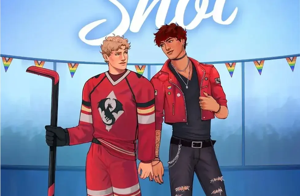 Digital cover of Trick Shot by L.A. Jasper featuring an M/M hockey and rockstar romance theme