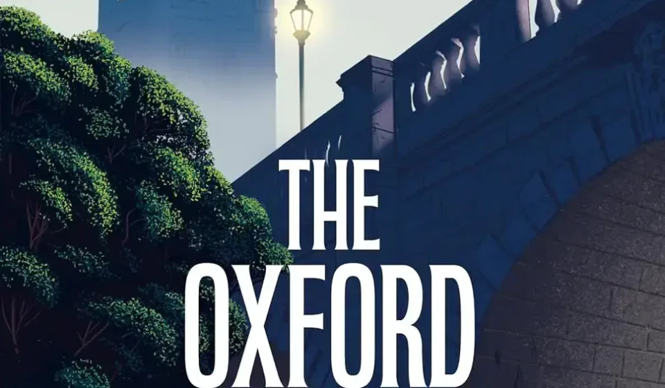 Book cover of The Oxford Detective Society by Faith Martin featuring an Oxford mystery theme